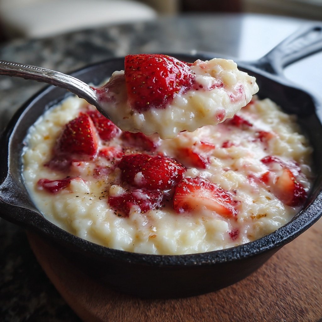Coconut Strawberry Rice Pudding
