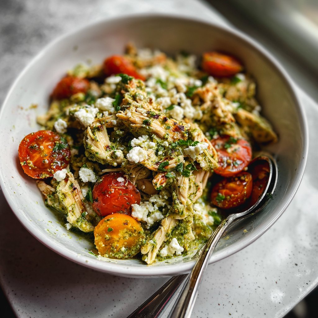 Garlicky Trader Joe's Chicken Pesto Bowl