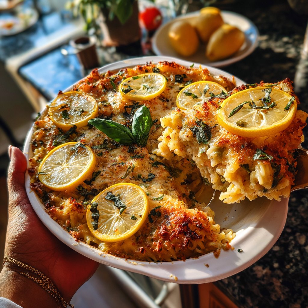Lemon Basil Salmon Pasta Bake