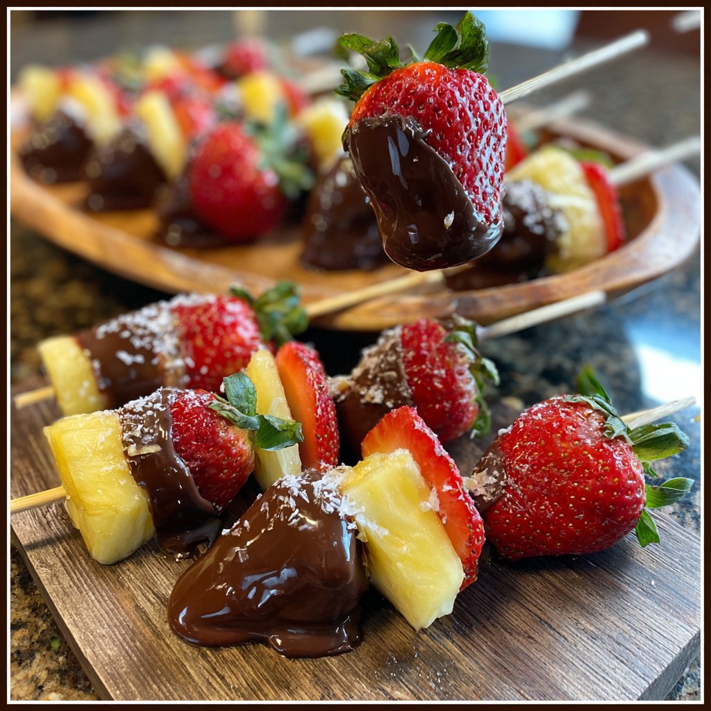 Chocolate Dipped Fruit Skewers